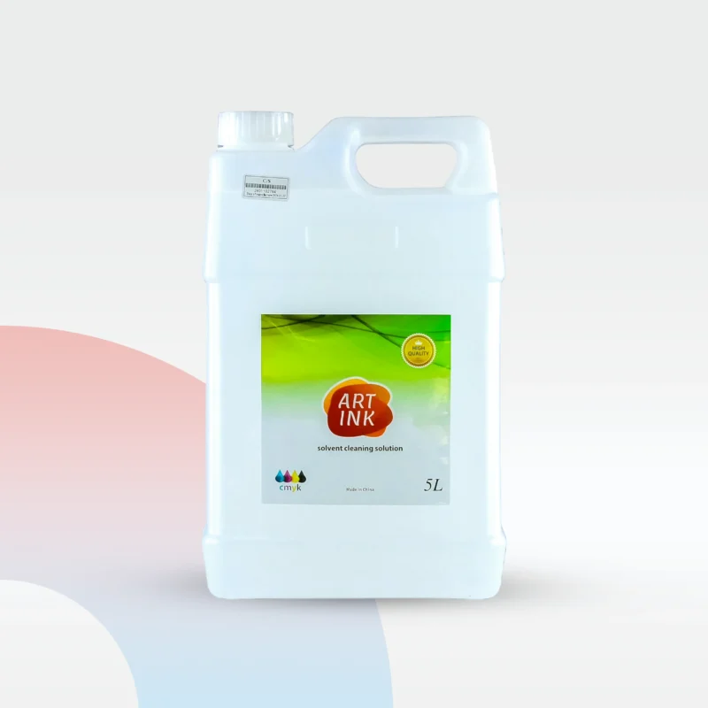 عبوة فلاش تنظيف ArtJet C/S سعة 5 لتر، مخصصة لتنظيف رؤوس الطابعات الرقمية بدقة عالية داخل وكالات الطباعة في اليمن